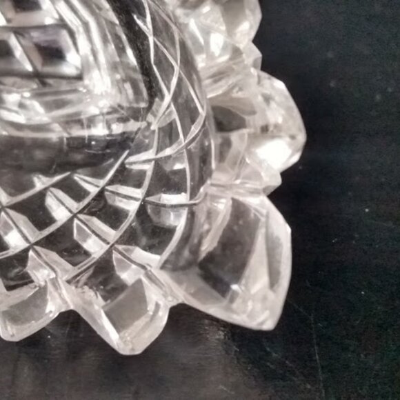 Antique Lead Crystal  Boat Shape Waffle Open Salt and Pepper Set - Picture 11 of 11